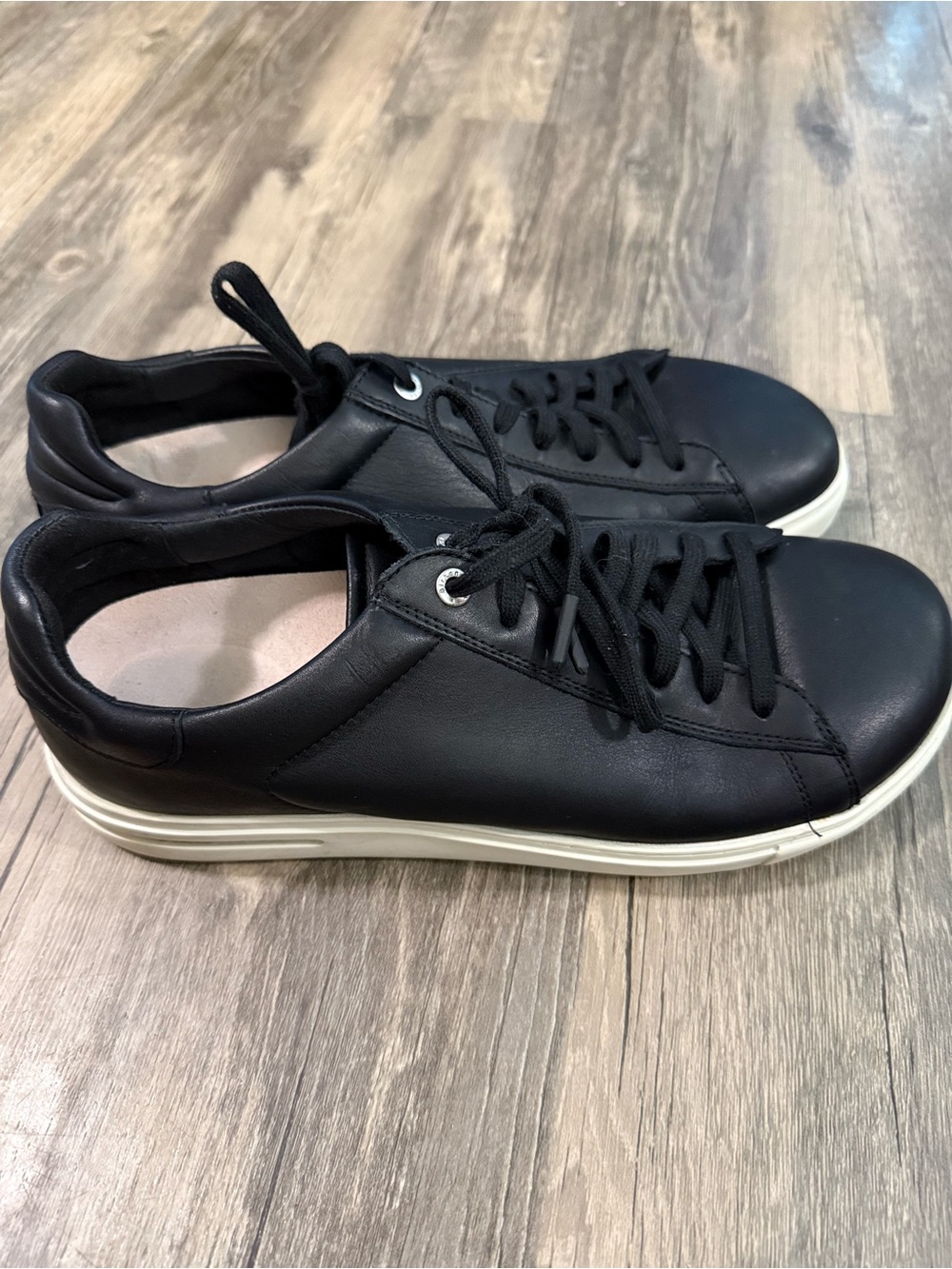 Birkenstock Bend Low Black Leather Sneakers Men’s Size EU 43 US 10 Regular EUC - Picture 2 of 8